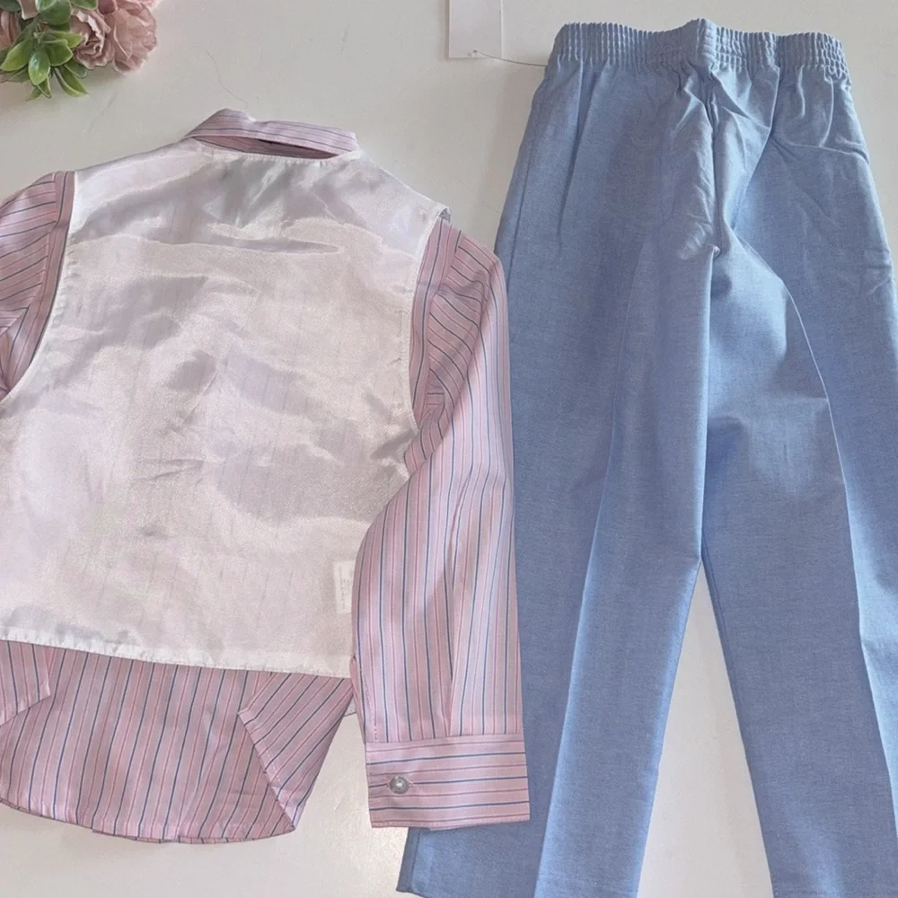 Boys Easter Suit Size 4 Matching Vest and pants Ring Bearer Suit Blue NWT